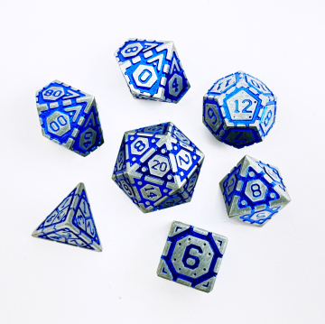 16mm Infinity Armor Dwarven Metal® Silver w/Blue 7 pc set